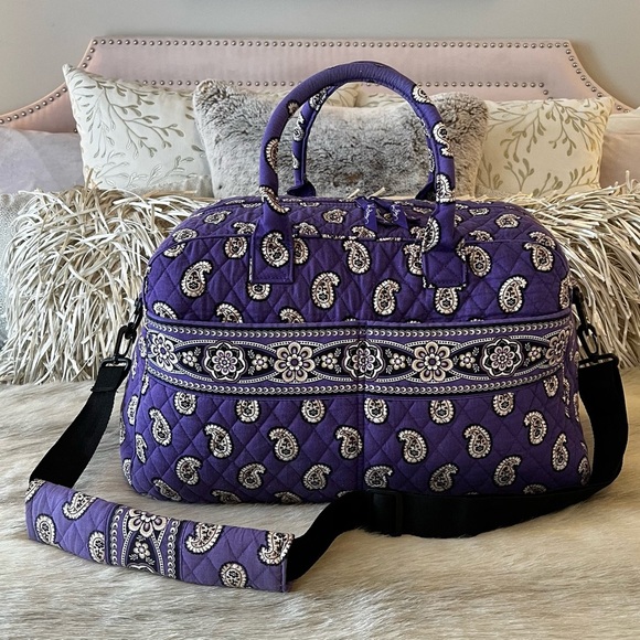 VERA BRADLEY Simply Violet 2010 Weekender Bag Purple Paisley Bandana Y2K Travel - Picture 1 of 16
